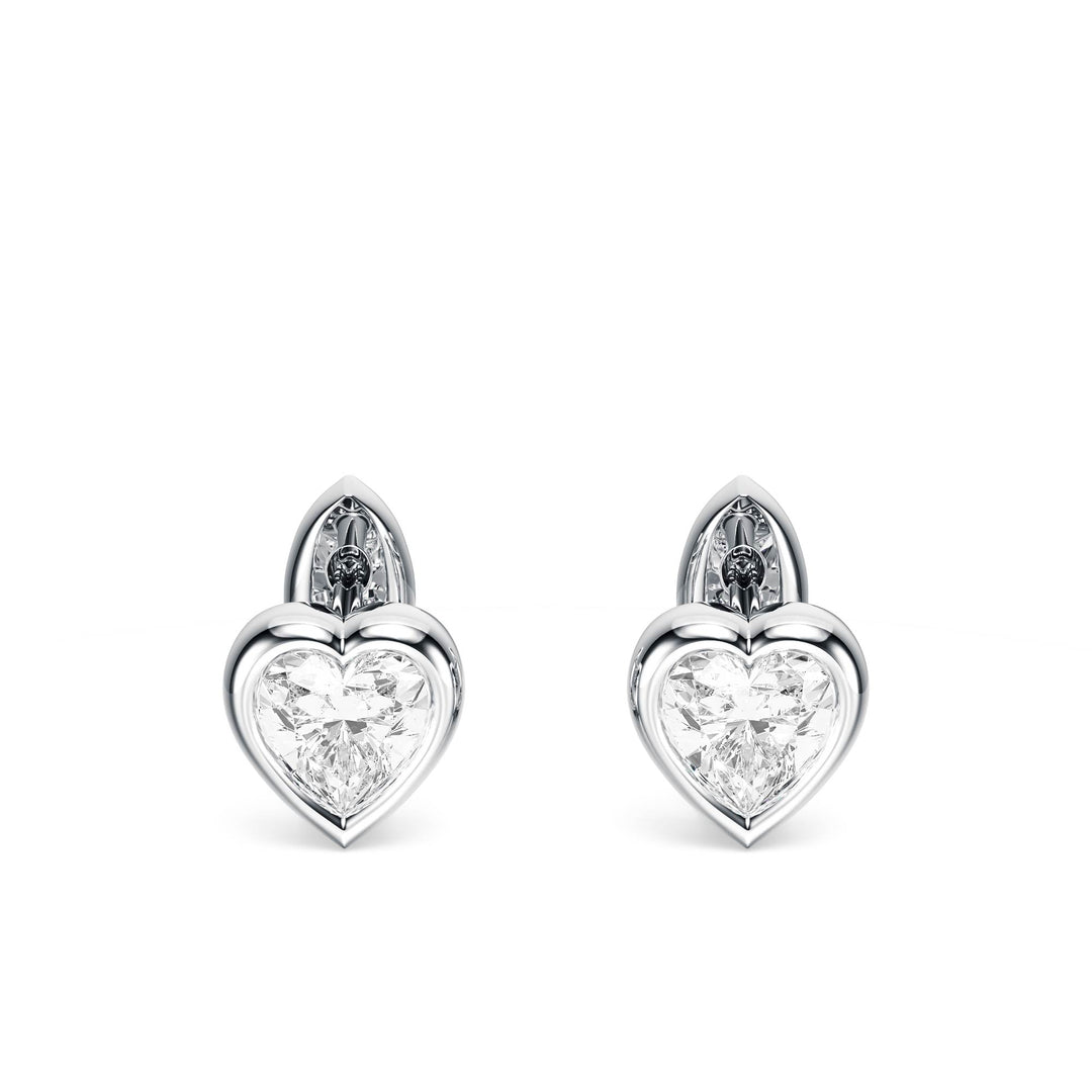 Bezel Heart Lab Diamond Huggie Earrings -  E1113 in Earrings by 18 KARATS INC.