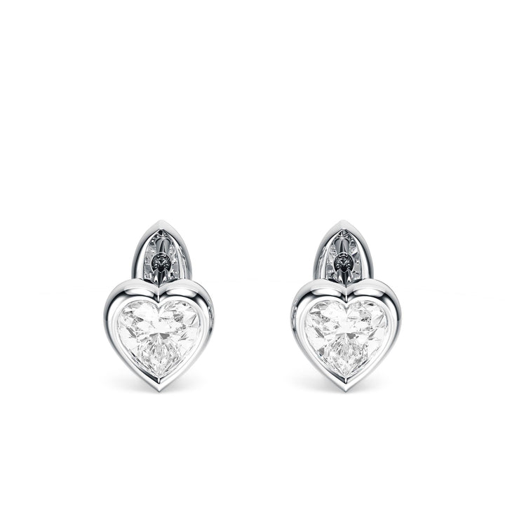 Bezel Heart Lab Diamond Huggie Earrings -  E1113 in Earrings by 18 KARATS INC.