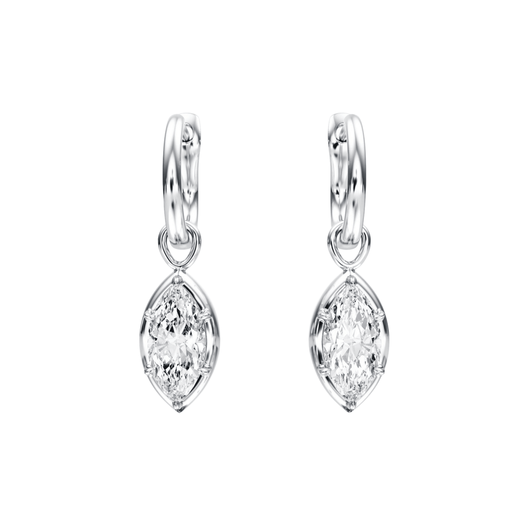 Bezel Marquise Diamond Drop Earrings - E1107 in Earrings by 18 KARATS INC.