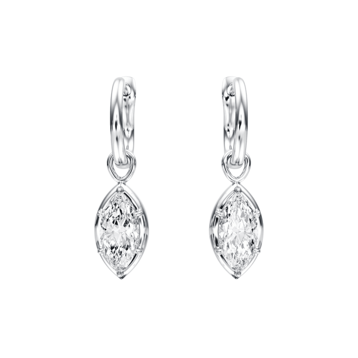 Bezel Marquise Diamond Drop Earrings - E1107 in Earrings by 18 KARATS INC.