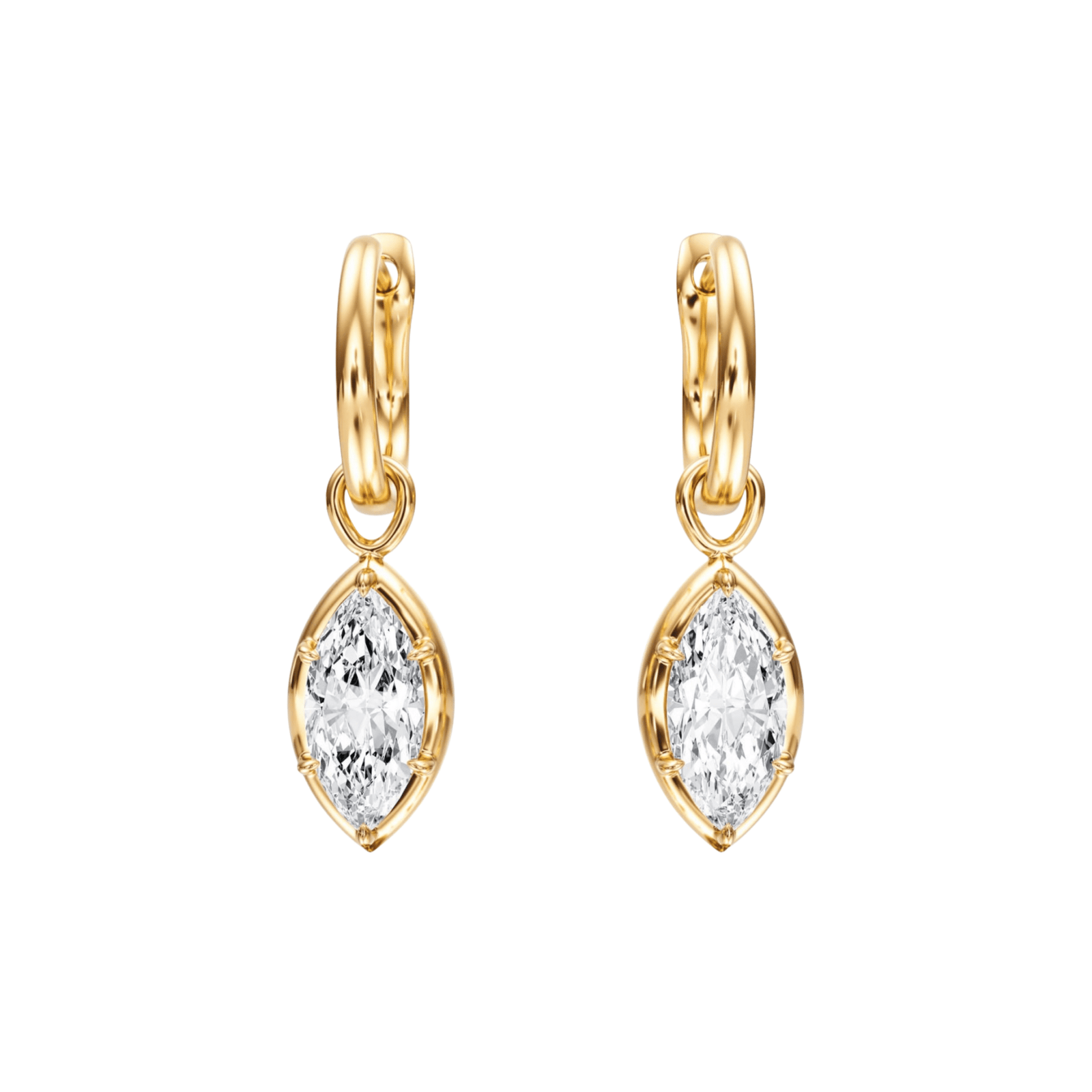 Bezel Marquise Diamond Drop Earrings - E1107 in Earrings by 18 KARATS INC.