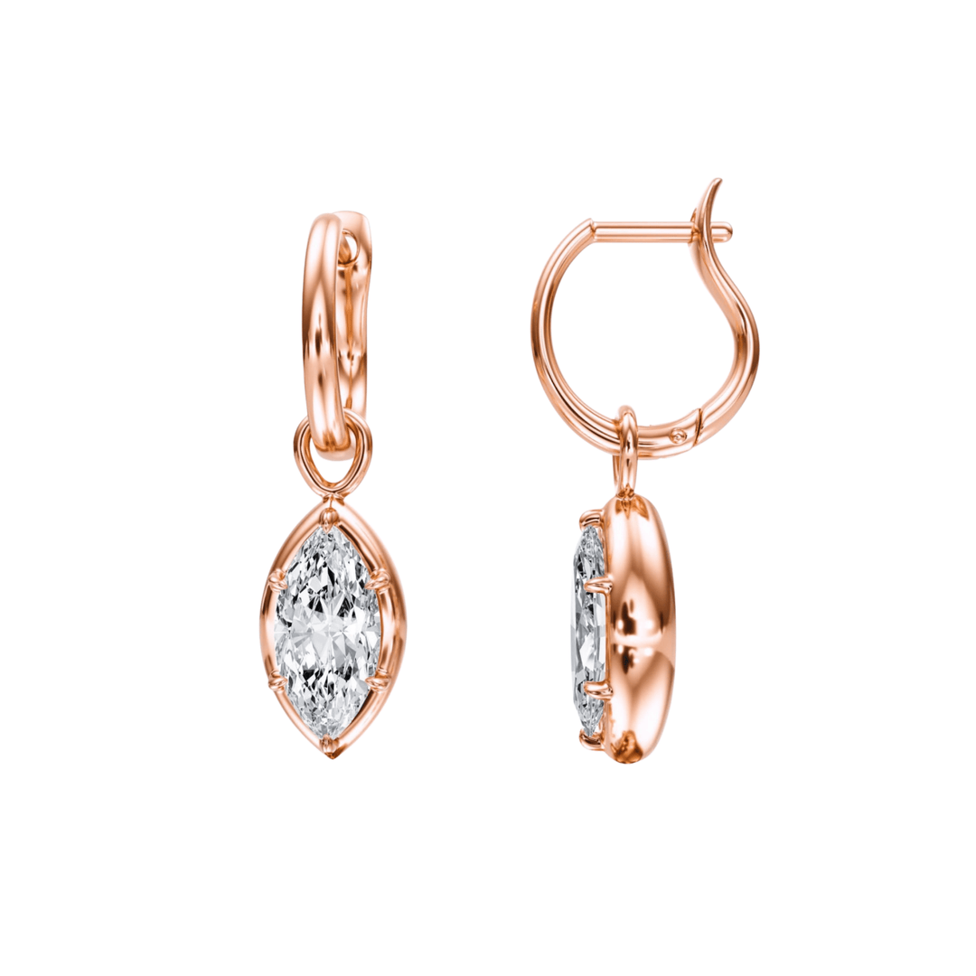 Bezel Marquise Diamond Drop Earrings - E1107 in Earrings by 18 KARATS INC.