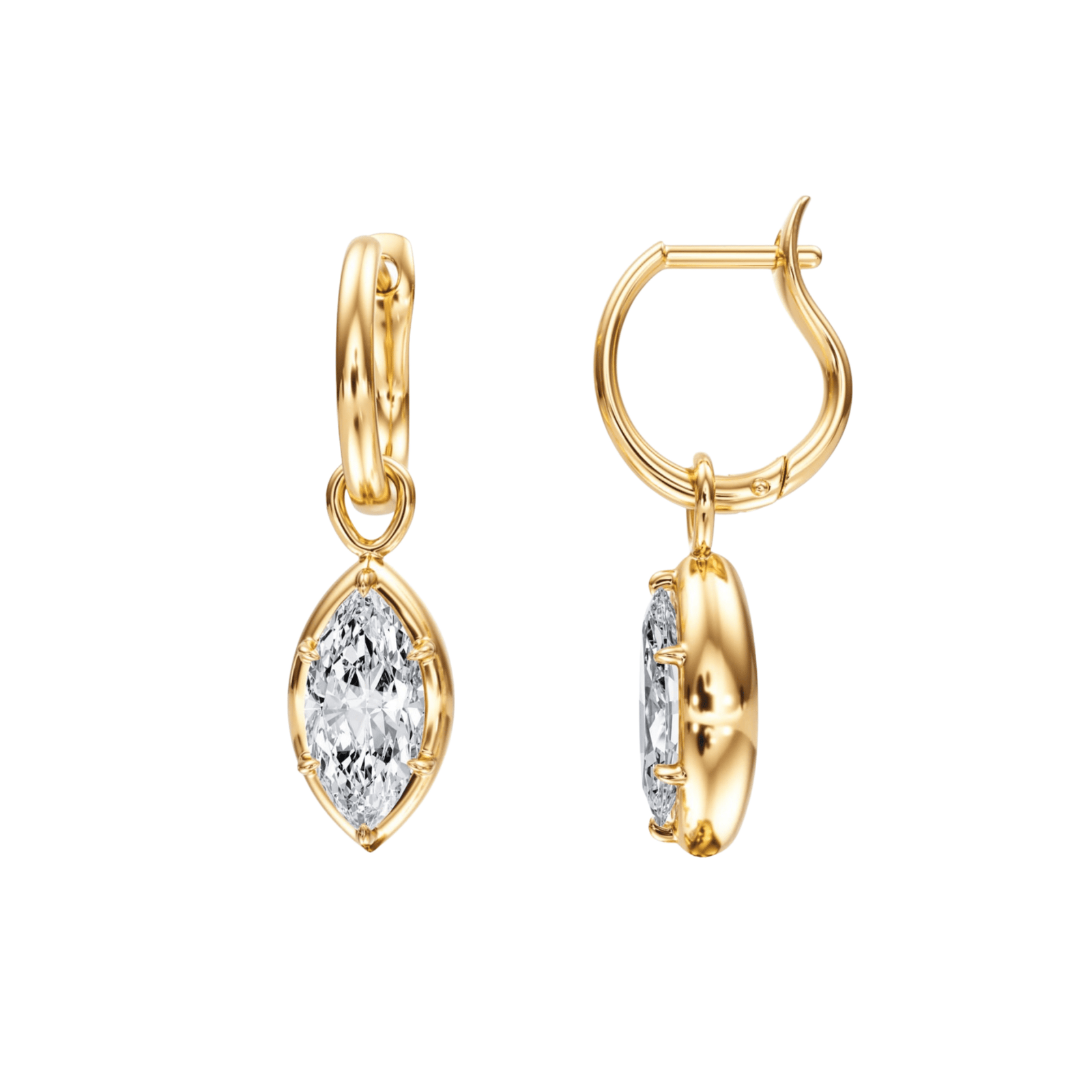 Bezel Marquise Diamond Drop Earrings - E1107 in Earrings by 18 KARATS INC.