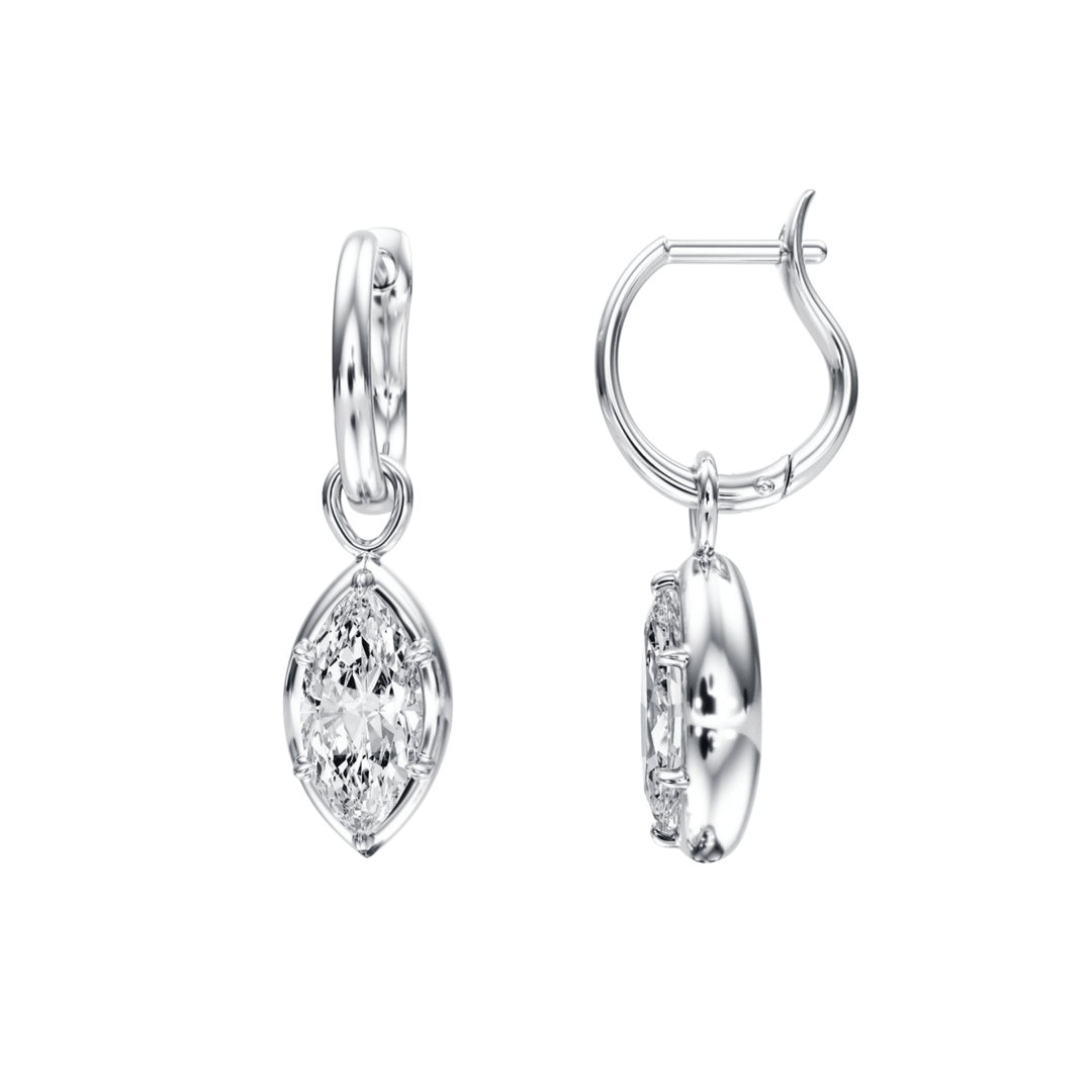 Bezel Marquise Diamond Drop Earrings - E1107 in Earrings by 18 KARATS INC.