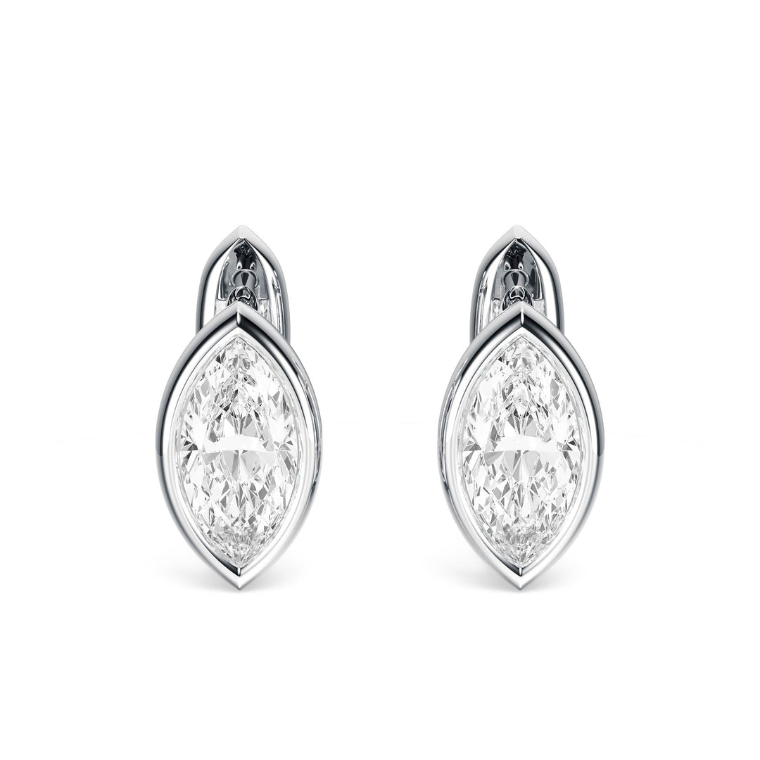 Bezel Marquise Lab Diamond Huggie Earrings -  E1113 in Earrings by 18 KARATS INC.
