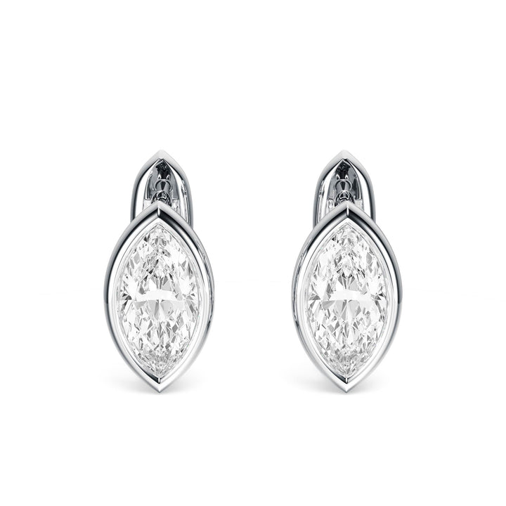 Bezel Marquise Lab Diamond Huggie Earrings -  E1113 in Earrings by 18 KARATS INC.