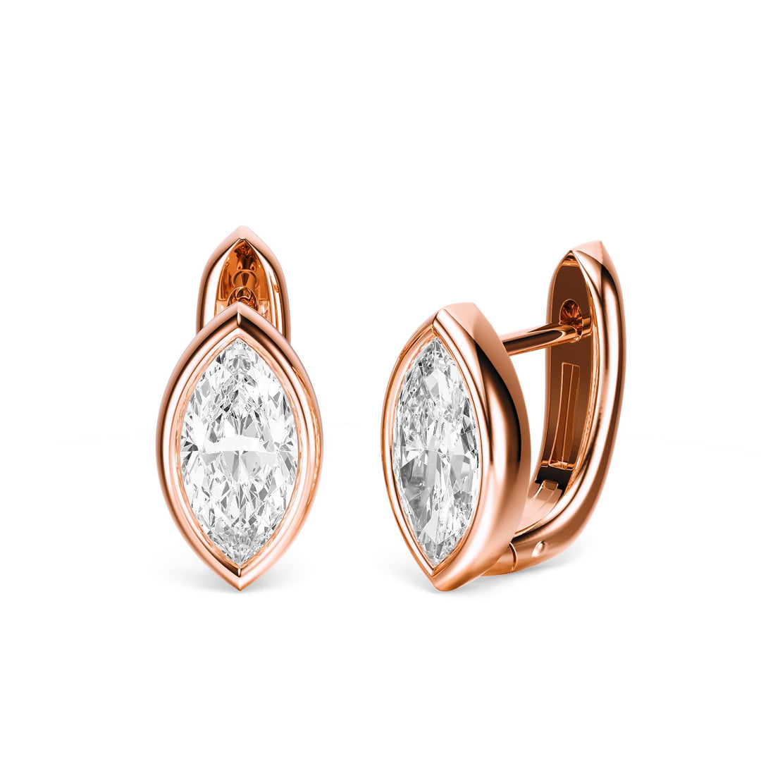 Bezel Marquise Lab Diamond Huggie Earrings -  E1113 in Earrings by 18 KARATS INC.