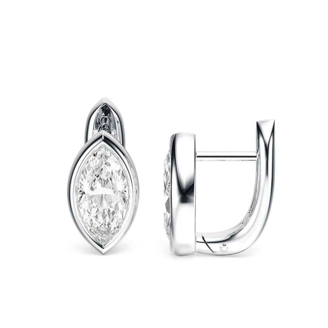 Bezel Marquise Lab Diamond Huggie Earrings -  E1113 in Earrings by 18 KARATS INC.