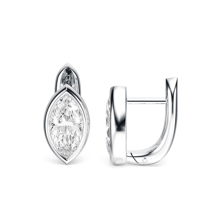 Bezel Marquise Lab Diamond Huggie Earrings -  E1113 in Earrings by 18 KARATS INC.