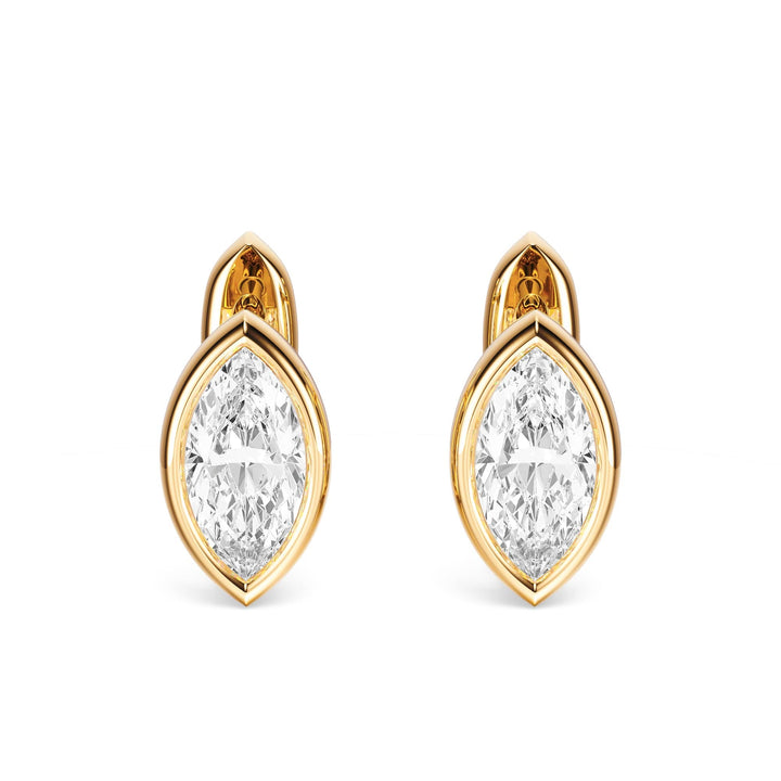 Bezel Marquise Lab Diamond Huggie Earrings -  E1113 in Earrings by 18 KARATS INC.