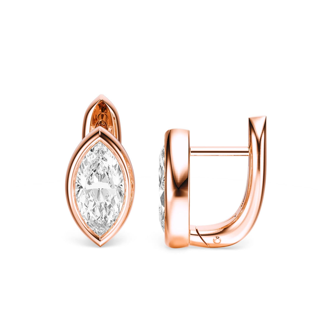 Bezel Marquise Lab Diamond Huggie Earrings -  E1113 in Earrings by 18 KARATS INC.