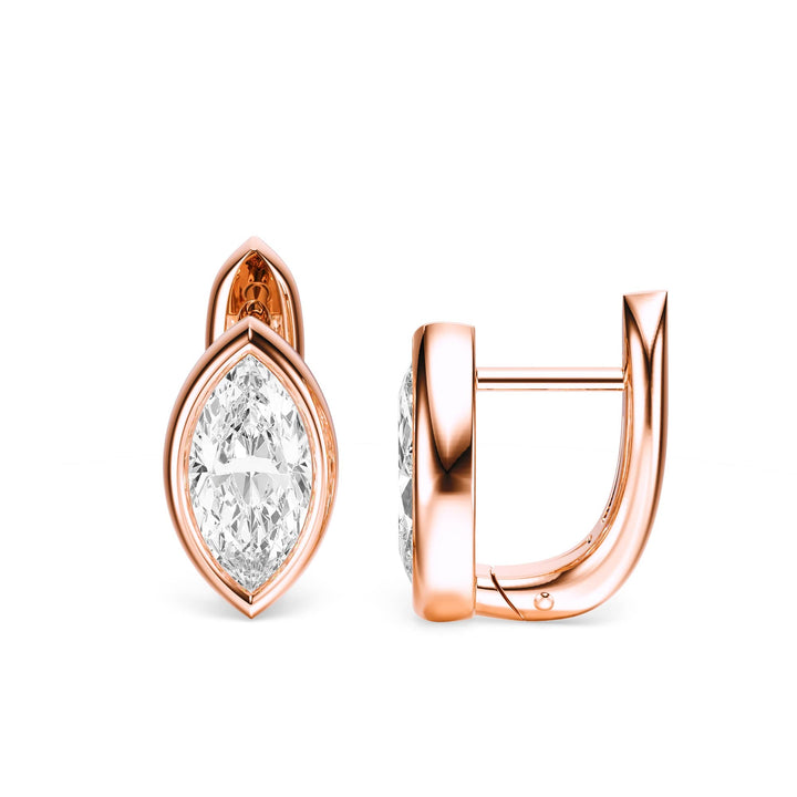 Bezel Marquise Lab Diamond Huggie Earrings -  E1113 in Earrings by 18 KARATS INC.