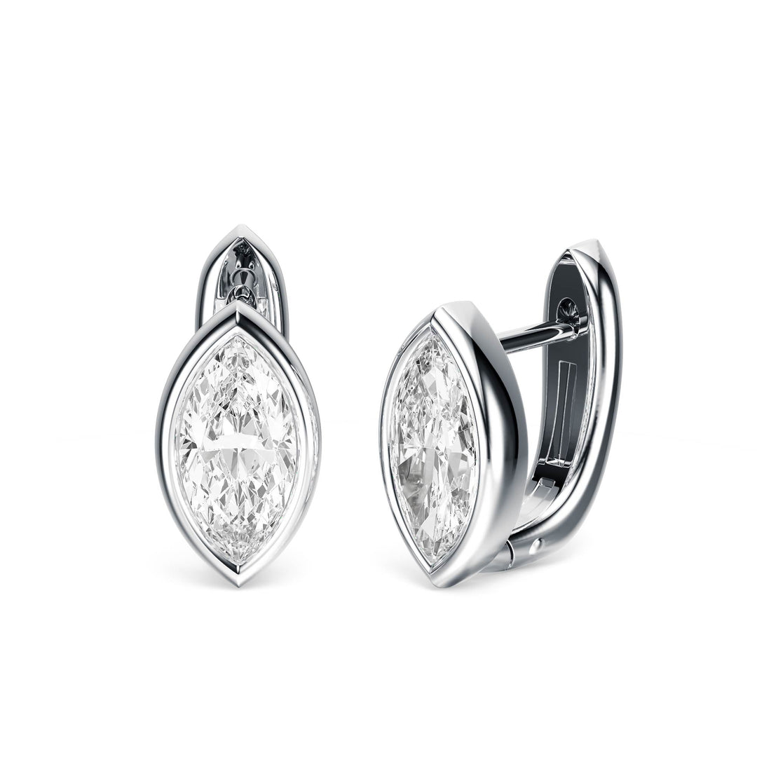 Bezel Marquise Lab Diamond Huggie Earrings -  E1113 in Earrings by 18 KARATS INC.