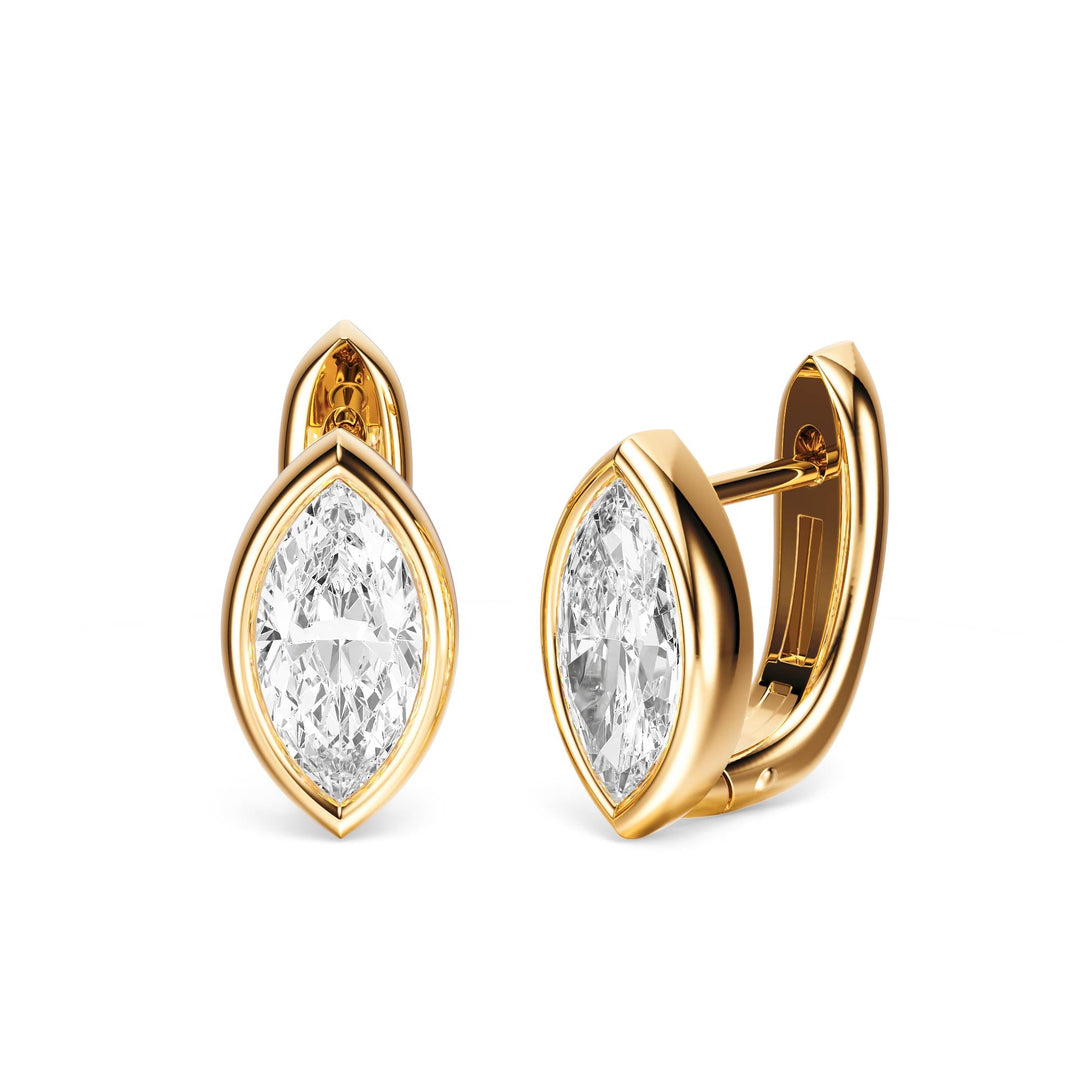 Bezel Marquise Lab Diamond Huggie Earrings -  E1113 in Earrings by 18 KARATS INC.