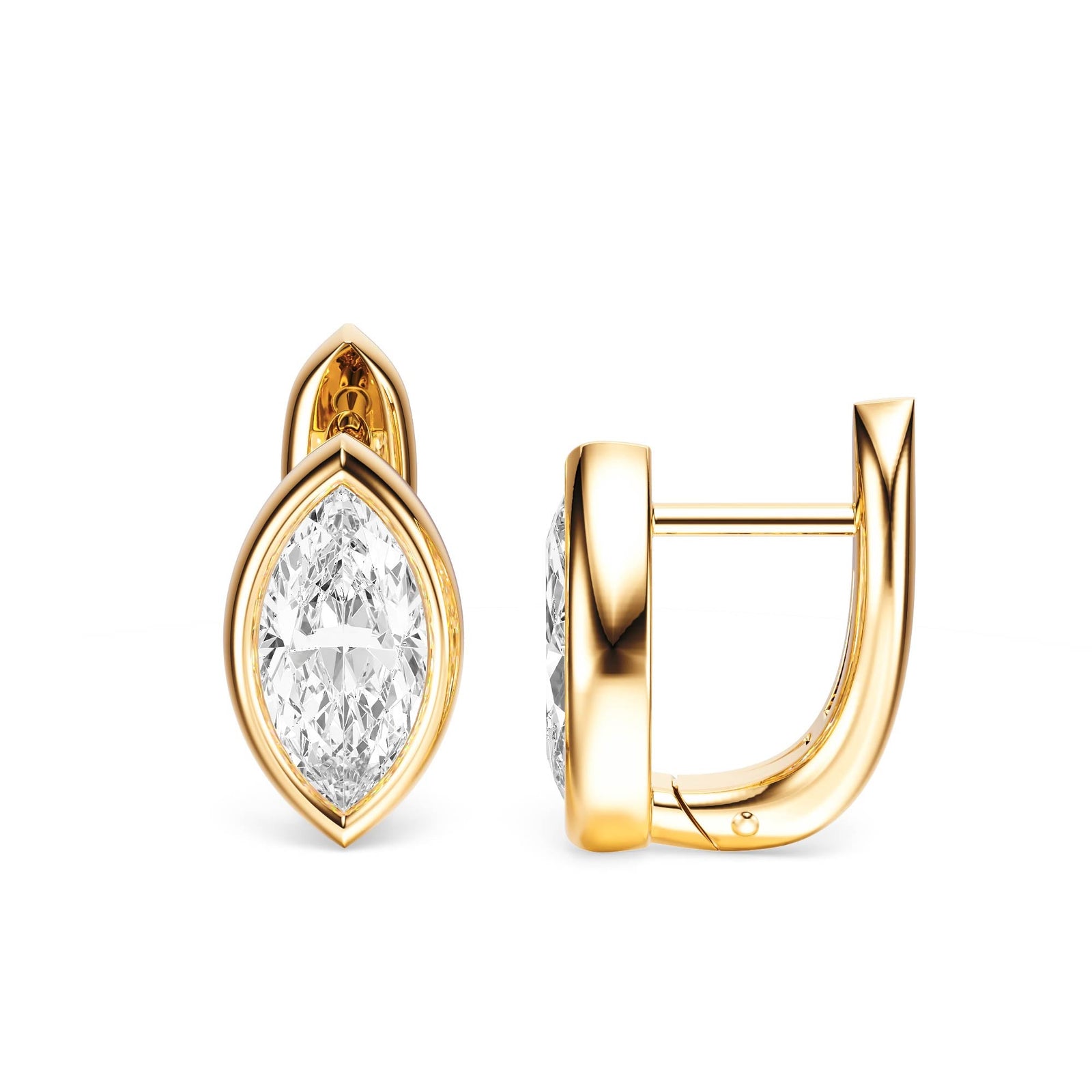 Bezel Marquise Lab Diamond Huggie Earrings -  E1113 in Earrings by 18 KARATS INC.