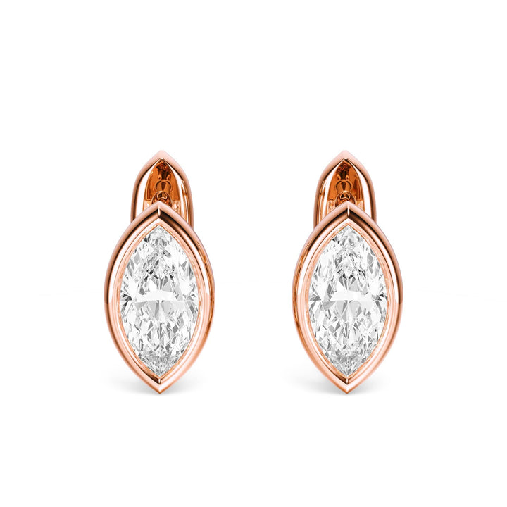 Bezel Marquise Lab Diamond Huggie Earrings -  E1113 in Earrings by 18 KARATS INC.