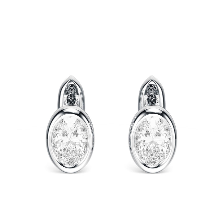 Bezel Oval Lab Diamond Huggie Earrings -  E1113 in Earrings by 18 KARATS INC.
