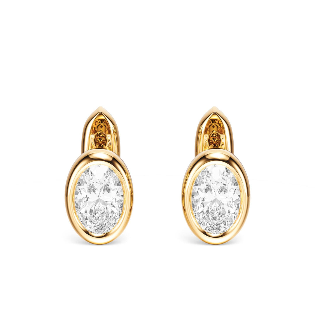 Bezel Oval Lab Diamond Huggie Earrings -  E1113 in Earrings by 18 KARATS INC.