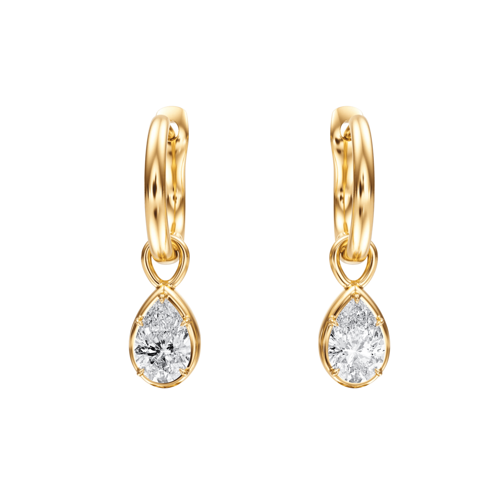 Bezel Pear Diamond Drop Earrings - E1109 in Earrings by 18 KARATS INC.
