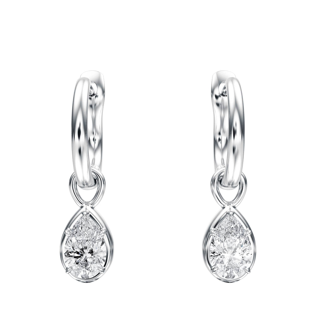 Bezel Pear Diamond Drop Earrings - E1109 in Earrings by 18 KARATS INC.