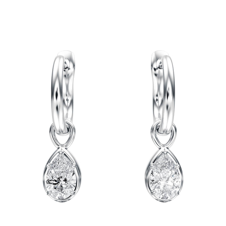 Bezel Pear Diamond Drop Earrings - E1109 in Earrings by 18 KARATS INC.