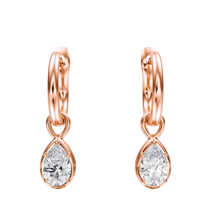 Bezel Pear Diamond Drop Earrings - E1109 in Earrings by 18 KARATS INC.