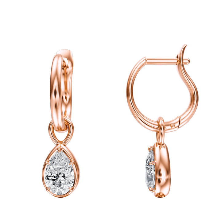 Bezel Pear Diamond Drop Earrings - E1109 in Earrings by 18 KARATS INC.