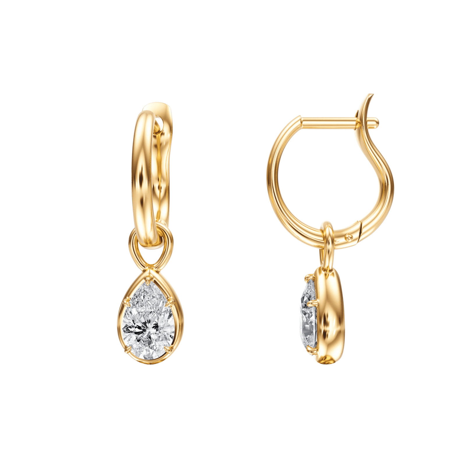 Bezel Pear Diamond Drop Earrings - E1109 in Earrings by 18 KARATS INC.