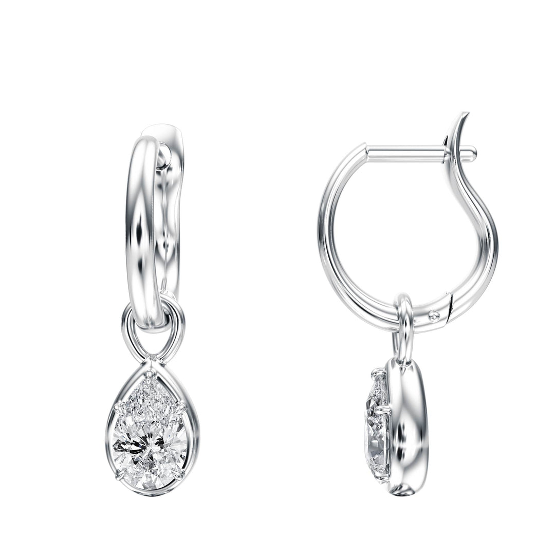 Bezel Pear Diamond Drop Earrings - E1109 in Earrings by 18 KARATS INC.
