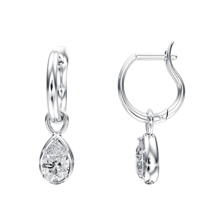 Bezel Pear Diamond Drop Earrings - E1109 in Earrings by 18 KARATS INC.