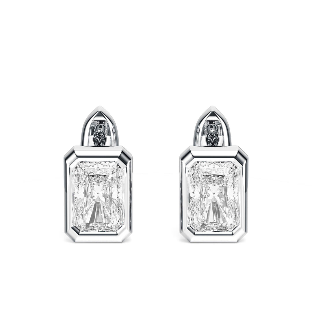 Bezel Radiant Lab Diamond Huggie Earrings -  E1113 in Earrings by 18 KARATS INC.