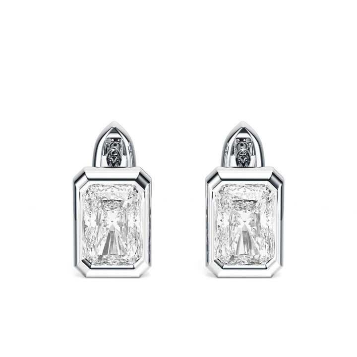 Bezel Radiant Lab Diamond Huggie Earrings -  E1113 in Earrings by 18 KARATS INC.