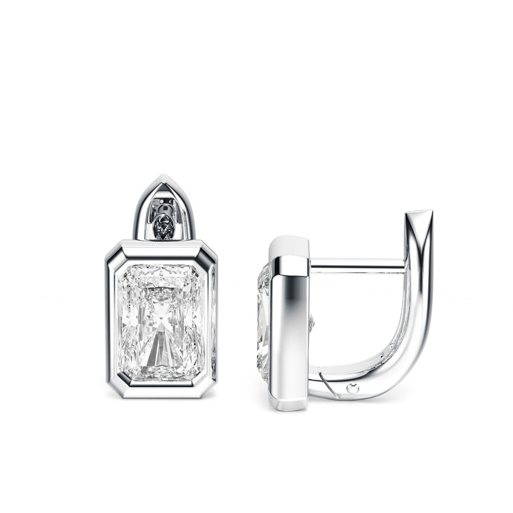 Bezel Radiant Lab Diamond Huggie Earrings -  E1113 in Earrings by 18 KARATS INC.