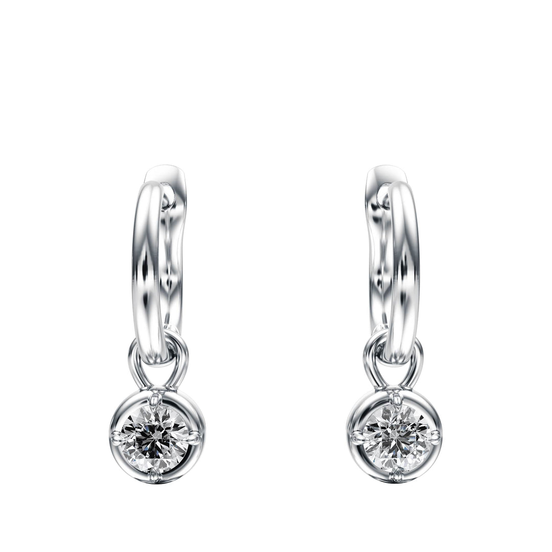 Bezel Round Diamond Drop Earrings - E1110 in Earrings by 18 KARATS INC.
