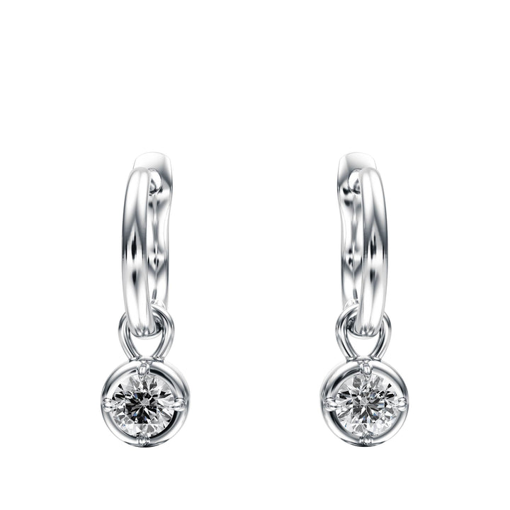 Bezel Round Diamond Drop Earrings - E1110 in Earrings by 18 KARATS INC.