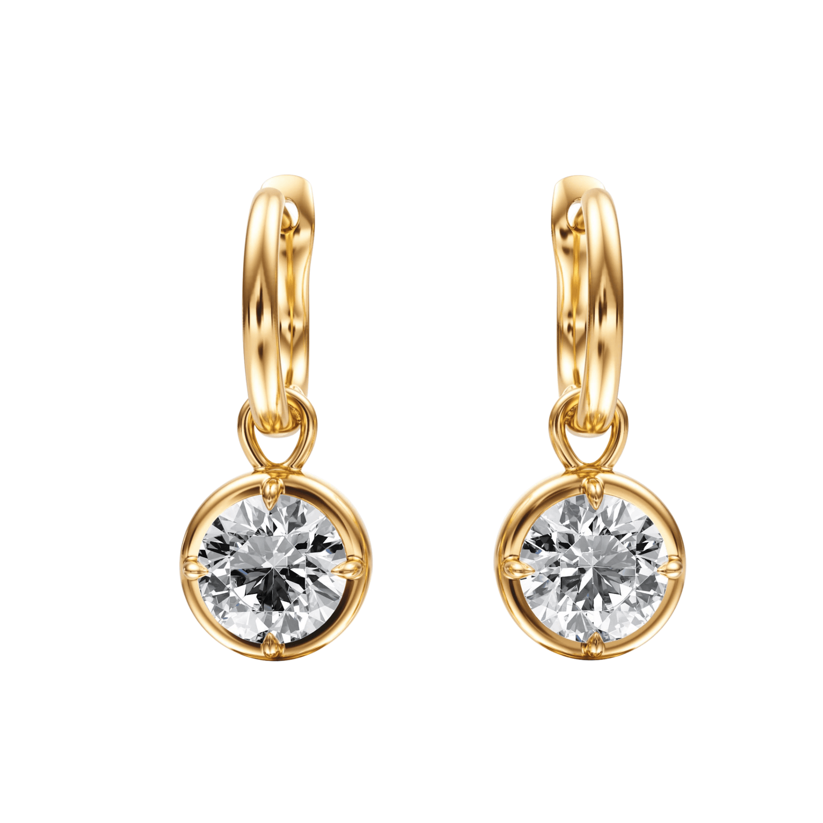 Bezel Round Diamond Drop Earrings - E1110 in Earrings by 18 KARATS INC.