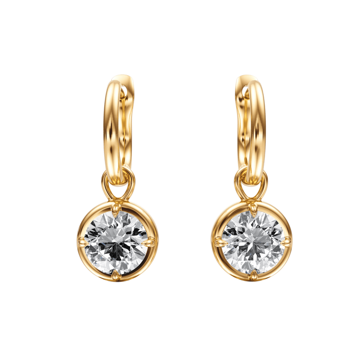 Bezel Round Diamond Drop Earrings - E1110 in Earrings by 18 KARATS INC.