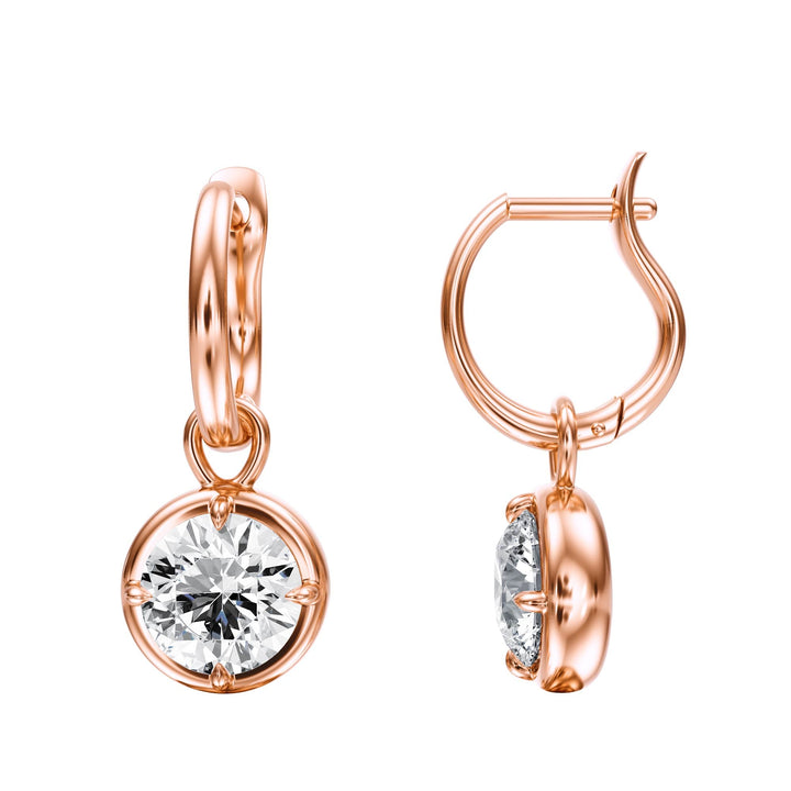 Bezel Round Diamond Drop Earrings - E1110 in Earrings by 18 KARATS INC.