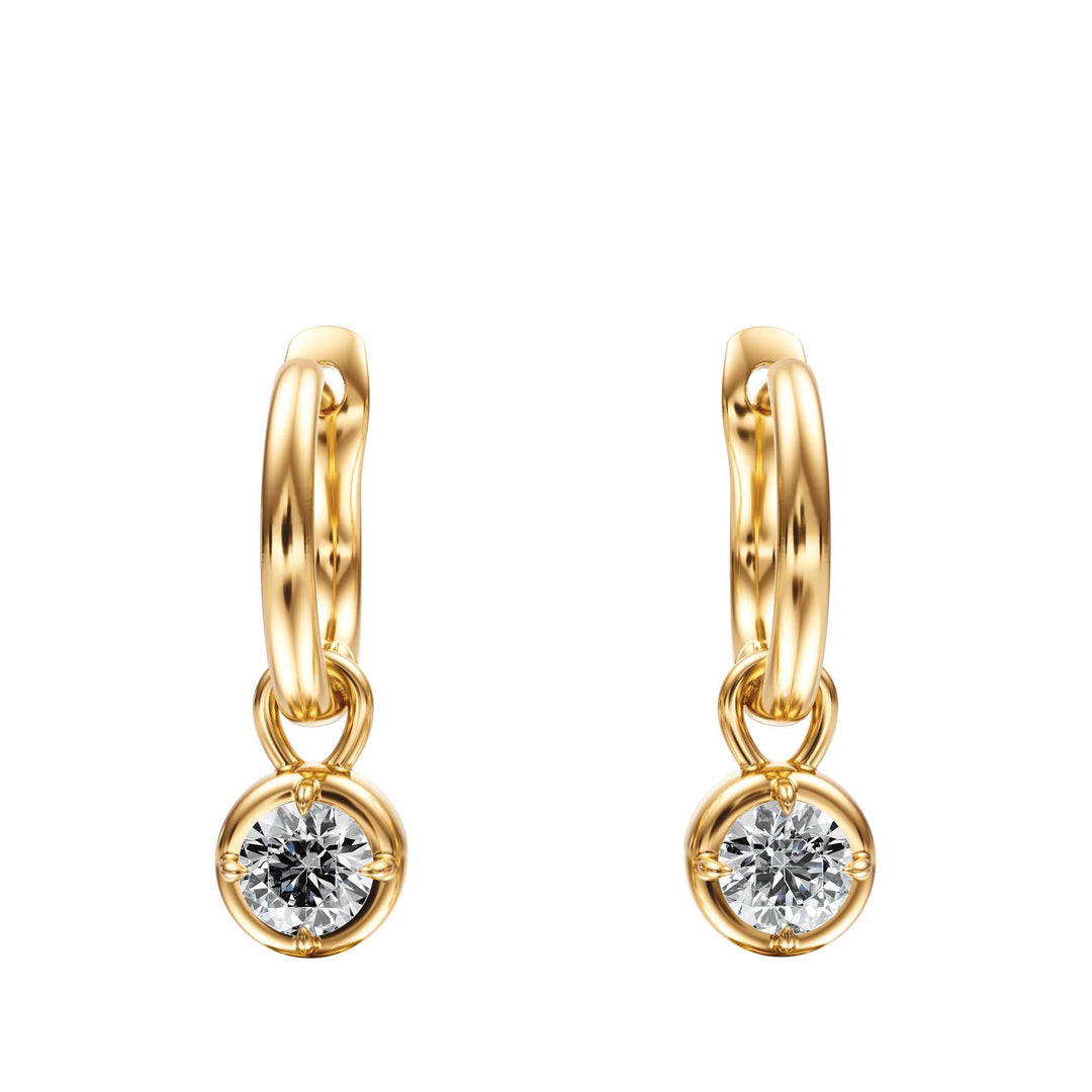 Bezel Round Diamond Drop Earrings - E1110 in Earrings by 18 KARATS INC.