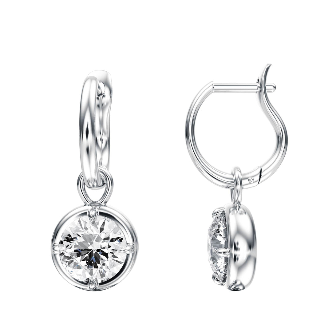 Bezel Round Diamond Drop Earrings - E1110 in Earrings by 18 KARATS INC.