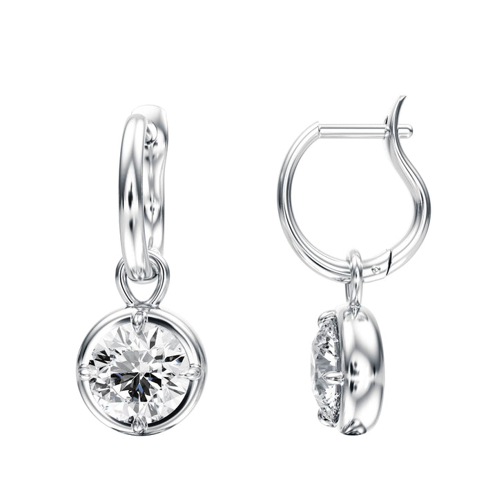 Bezel Round Diamond Drop Earrings - E1110 in Earrings by 18 KARATS INC.