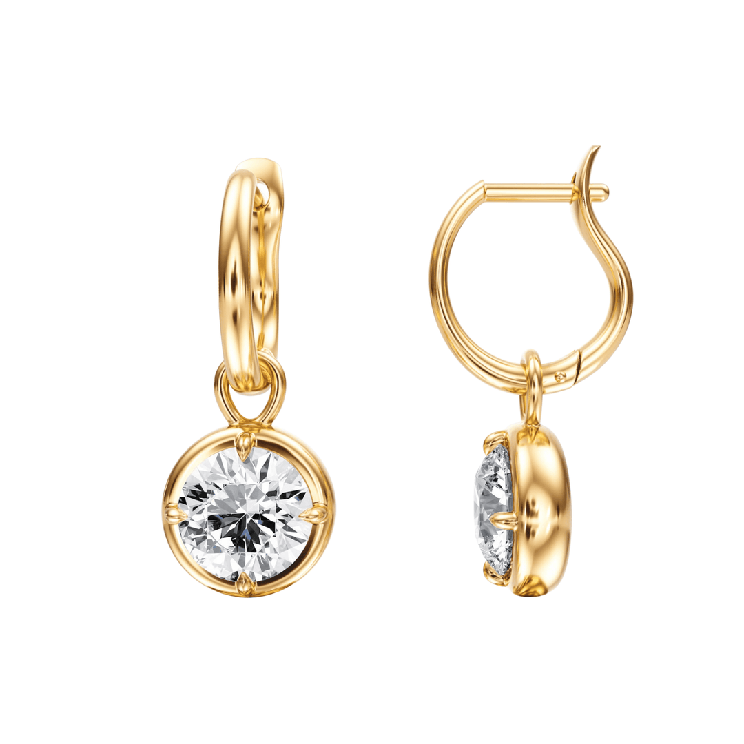 Bezel Round Diamond Drop Earrings - E1110 in Earrings by 18 KARATS INC.