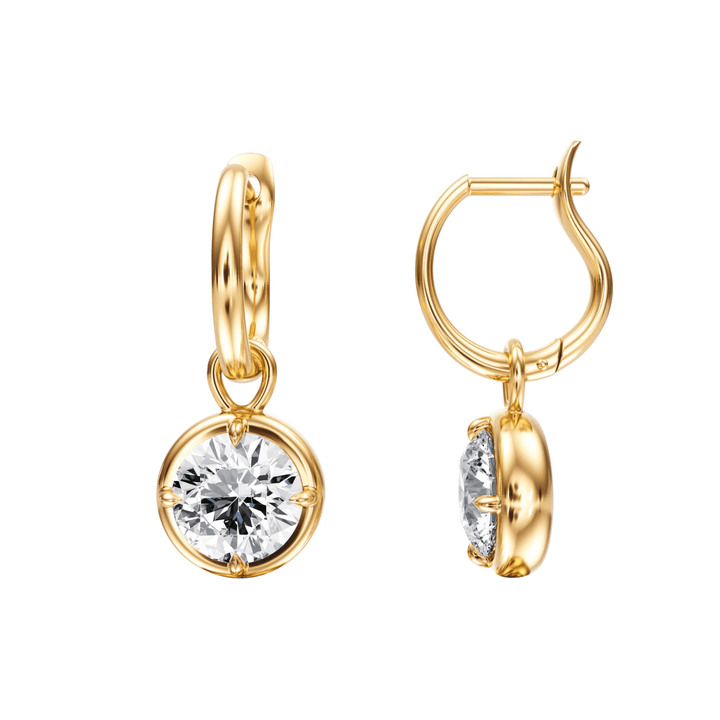 Bezel Round Diamond Drop Earrings - E1110 in Earrings by 18 KARATS INC.