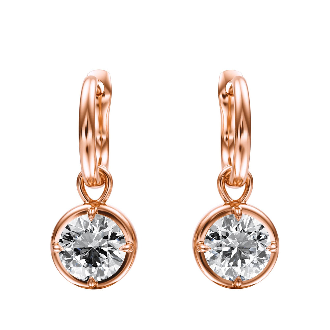 Bezel Round Diamond Drop Earrings - E1110 in Earrings by 18 KARATS INC.