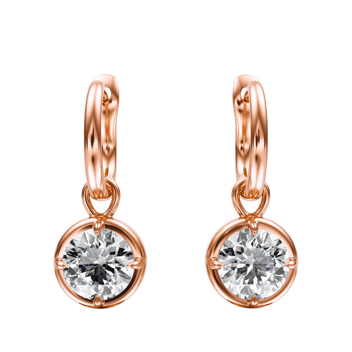 Bezel Round Diamond Drop Earrings - E1110 in Earrings by 18 KARATS INC.