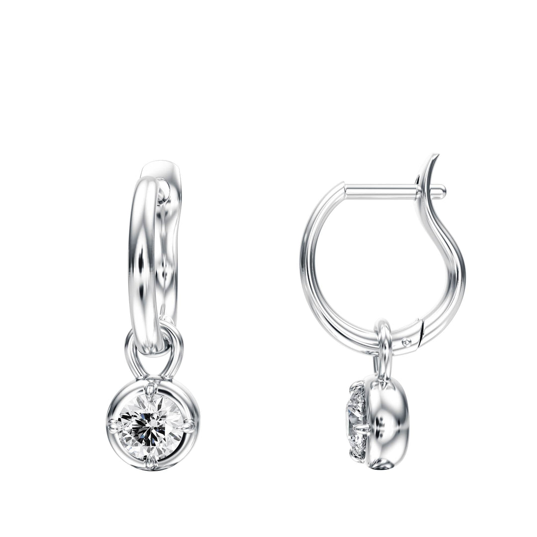 Bezel Round Diamond Drop Earrings - E1110 in Earrings by 18 KARATS INC.