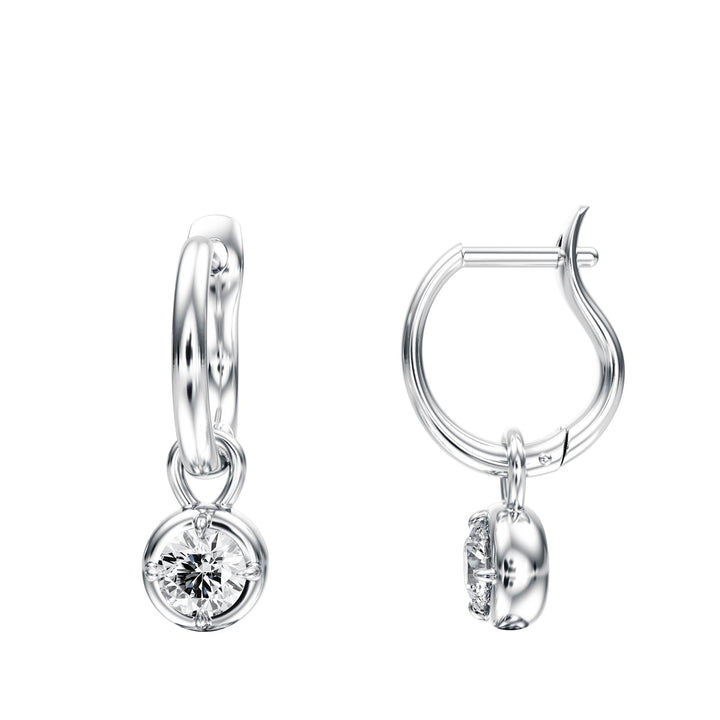 Bezel Round Diamond Drop Earrings - E1110 in Earrings by 18 KARATS INC.