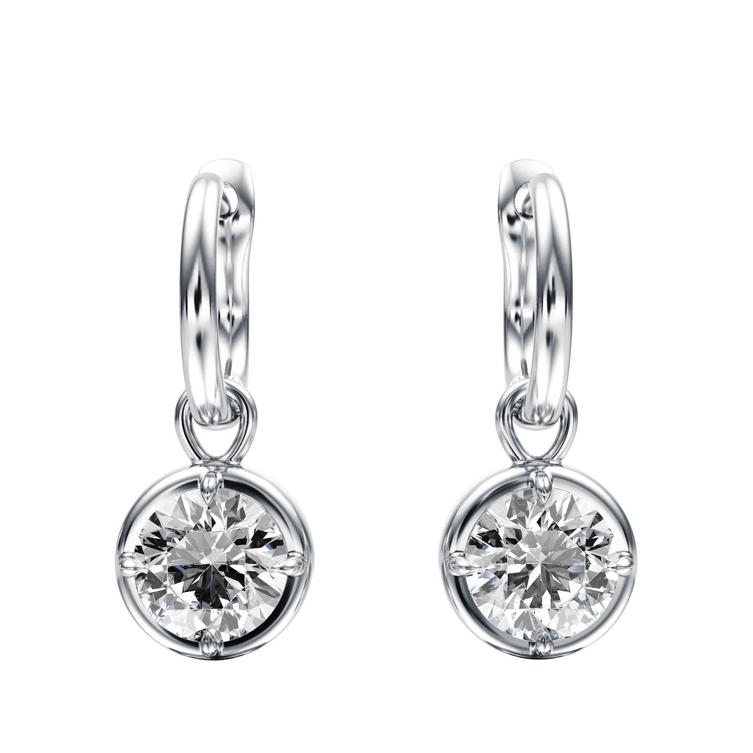 Bezel Round Diamond Drop Earrings - E1110 in Earrings by 18 KARATS INC.