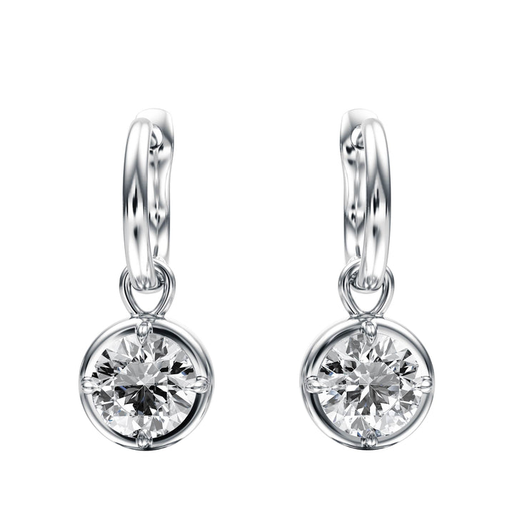 Bezel Round Diamond Drop Earrings - E1110 in Earrings by 18 KARATS INC.