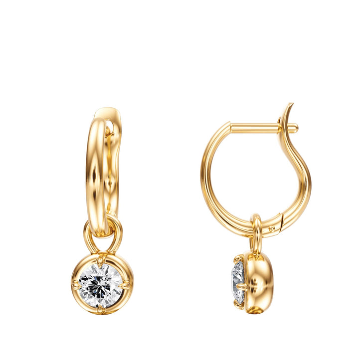 Bezel Round Diamond Drop Earrings - E1110 in Earrings by 18 KARATS INC.
